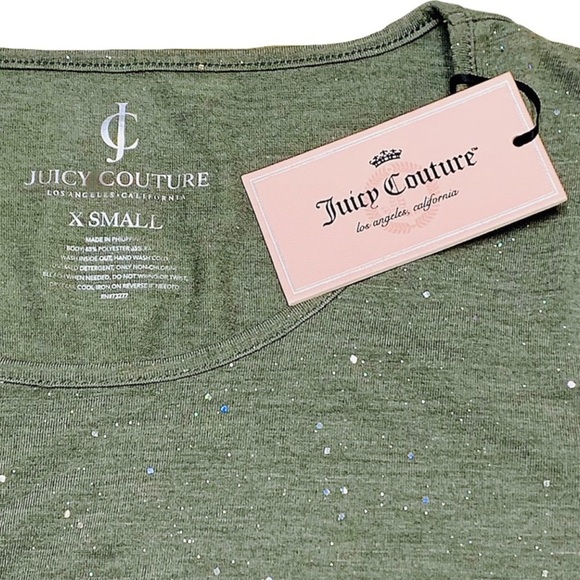 Juicy Couture Women’s XS Top “Sequin Dreams”Sparkly Knot Tie Asymmetrical Shirt - Picture 7 of 8